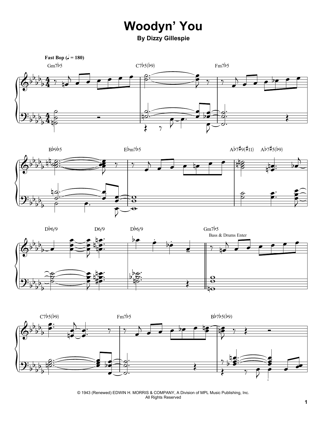 Tommy Flanagan Woodyn' You sheet music notes and chords. Download Printable PDF.