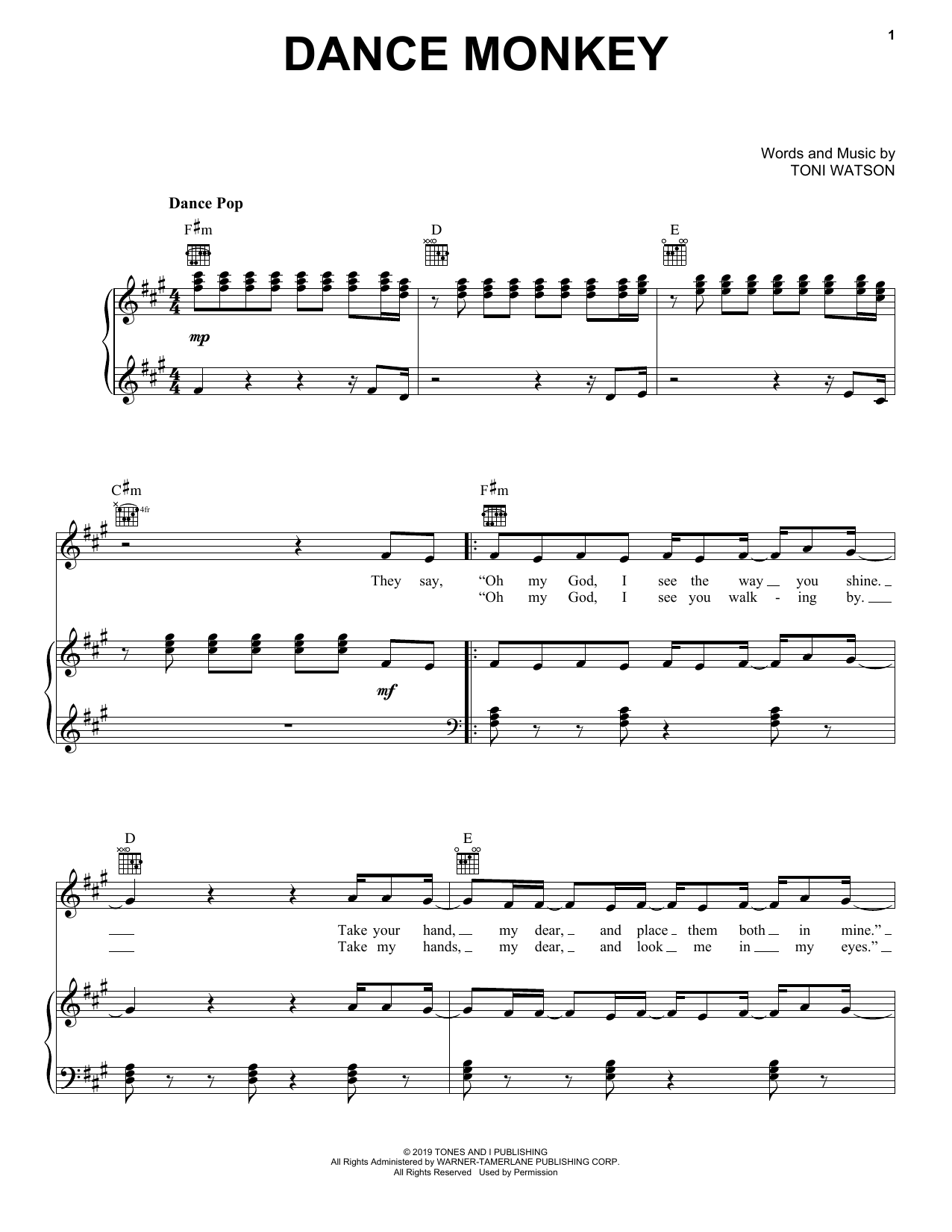 Derfor Hysterisk trend Tones And I "Dance Monkey" Sheet Music PDF Notes, Chords | Alternative  Score Ukulele Download Printable. SKU: 429783