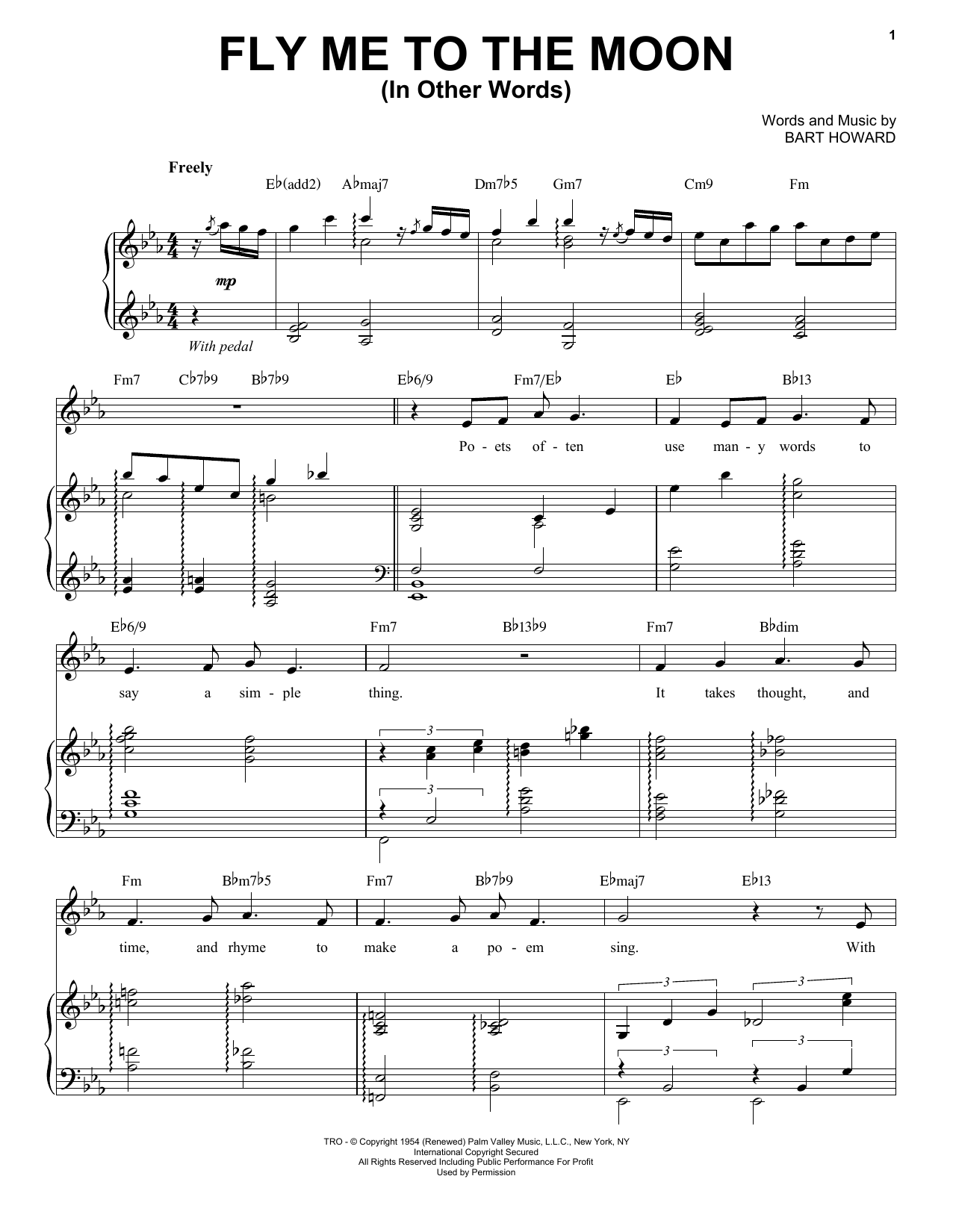 Tony Bennett Fly Me To The Moon (In Other Words) sheet music notes and chords. Download Printable PDF.