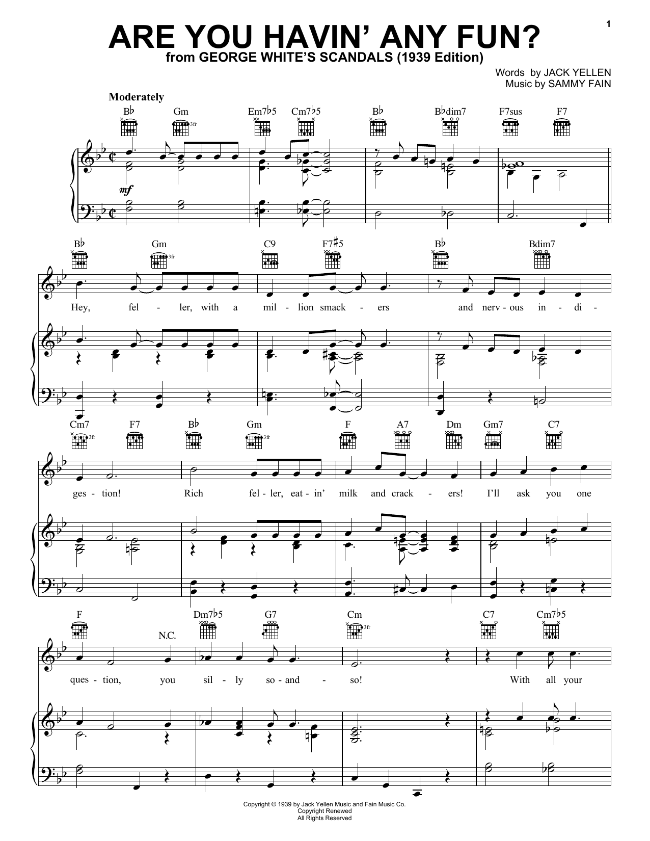Learn to play Tony Bennett Are You Havin' Any Fun? sheet music for Piano, Vocal & Guitar (Right-Hand Melody) in minutes. Tony Bennett Are You Havin' Any Fun? sheet music notes and chords. Download Printable PDF.