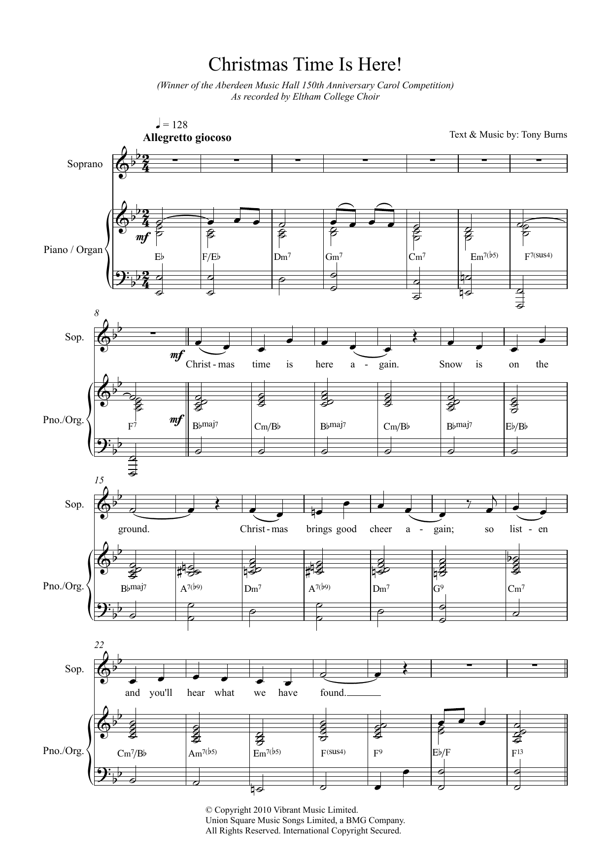 Learn to play Tony Burns Christmas Time Is Here! sheet music for Unison Choir in minutes. Price: 3.9900$ Tony Burns Christmas Time Is Here! sheet music notes and chords arranged for Unison Choir