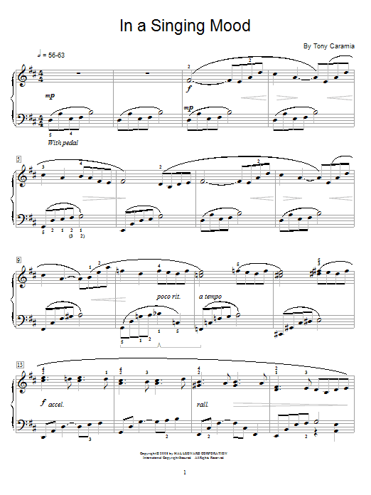 Learn to play Tony Caramia In A Singing Mood sheet music for Educational Piano in minutes. Price: 6.9900$ Tony Caramia In A Singing Mood sheet music notes and chords arranged for Educational Piano