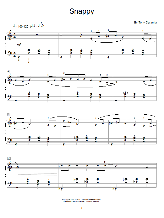Tony Caramia Snappy sheet music notes and chords. Download Printable PDF.