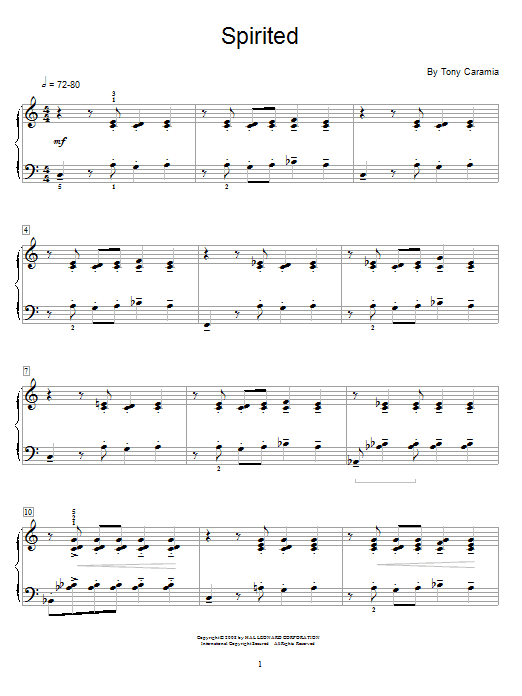 Tony Caramia Spirited sheet music notes and chords. Download Printable PDF.