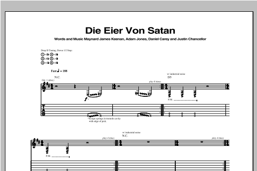 Tool Die Eier Von Satan sheet music notes and chords. Download Printable PDF.