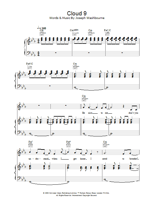 Toploader Cloud 9 sheet music notes and chords. Download Printable PDF.