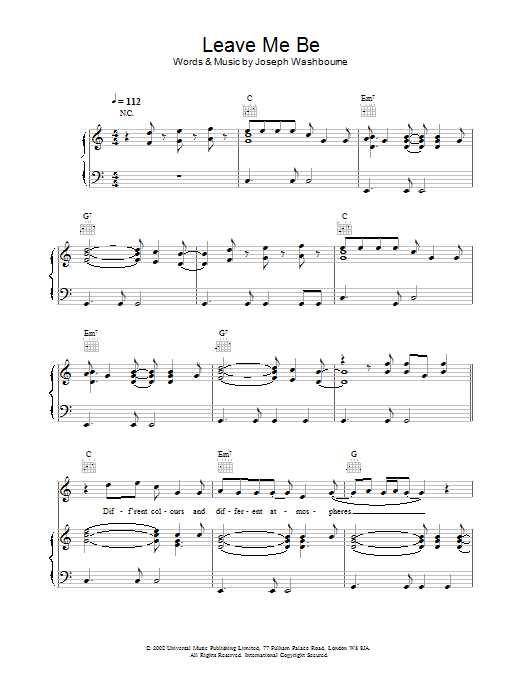 Toploader Leave Me Be sheet music notes and chords. Download Printable PDF.