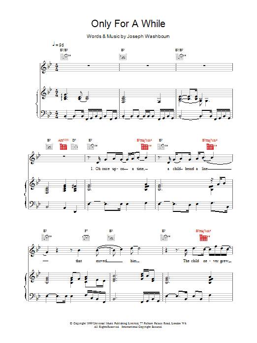 Toploader Only For A While sheet music notes and chords. Download Printable PDF.