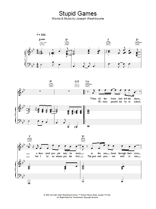 Toploader Stupid Games sheet music notes and chords. Download Printable PDF.