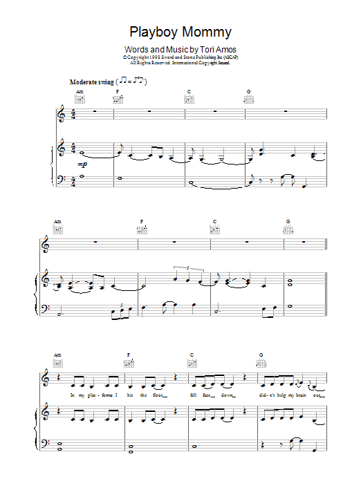Tori Amos Playboy Mommy sheet music notes and chords - Download Printable PDF and start playing in minutes.