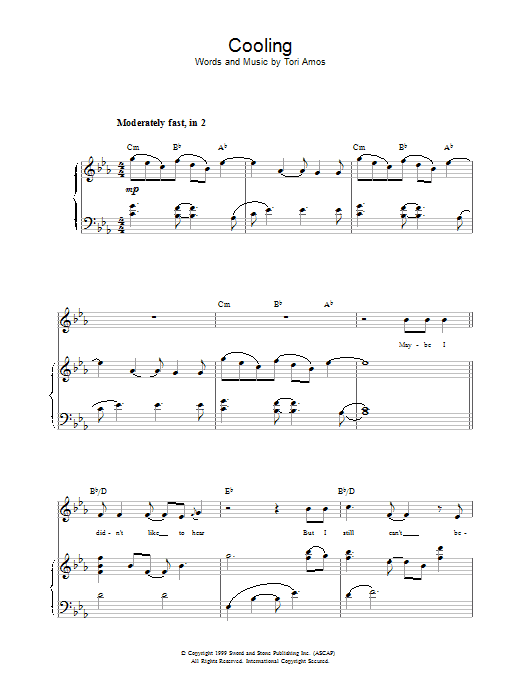 Tori Amos Cooling sheet music notes and chords. Download Printable PDF.