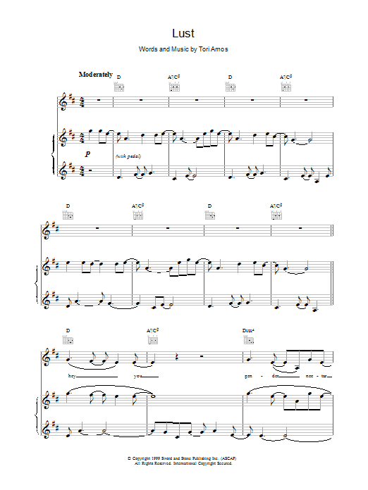 Tori Amos Lust sheet music notes and chords. Download Printable PDF.