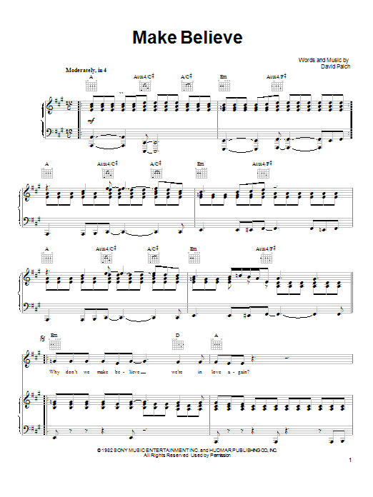 Toto Make Believe sheet music notes and chords. Download Printable PDF.