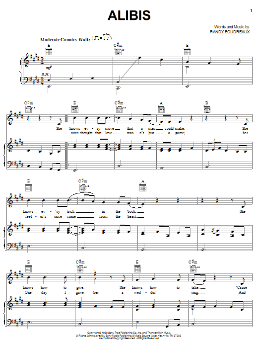 Tracy Lawrence Alibis sheet music notes and chords. Download Printable PDF.