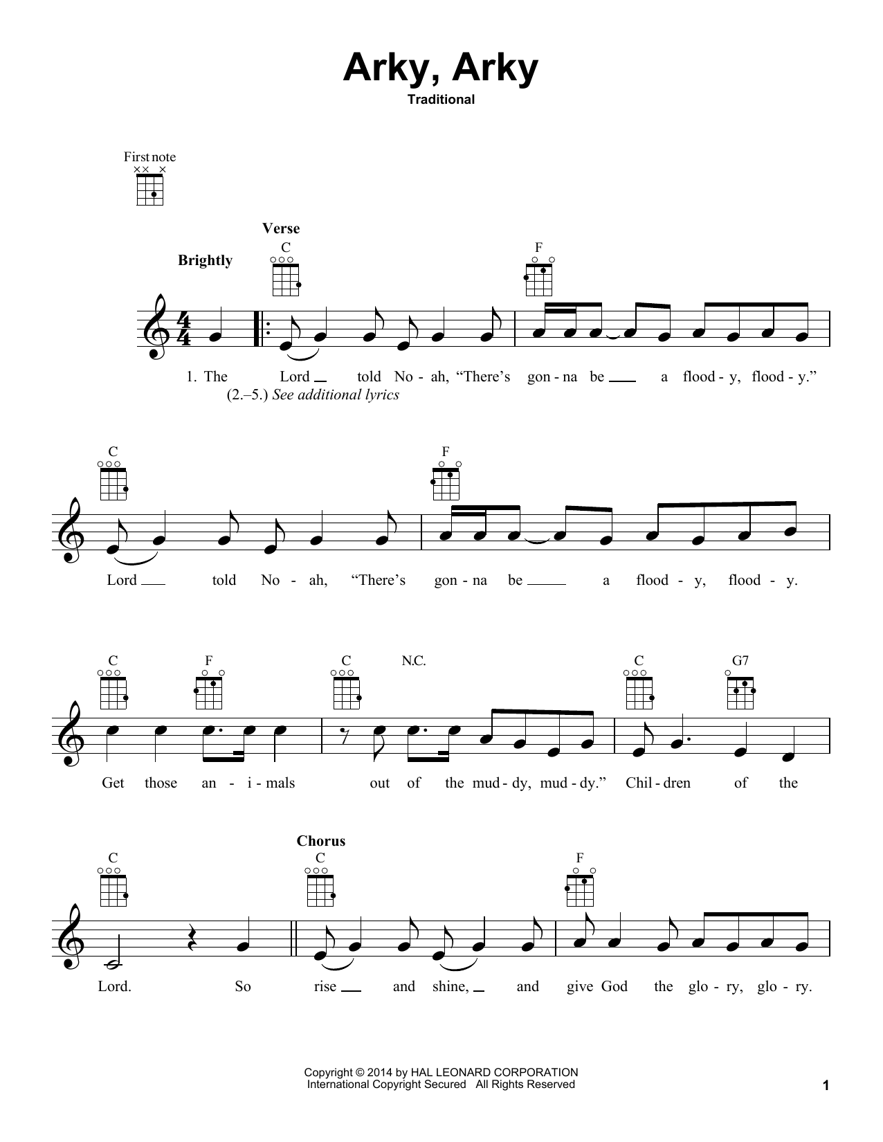 Learn to play Traditional Arky, Arky sheet music for Lead Sheet / Fake Book in minutes. Price: 5.9900$ Traditional Arky, Arky sheet music notes and chords arranged for Lead Sheet / Fake Book