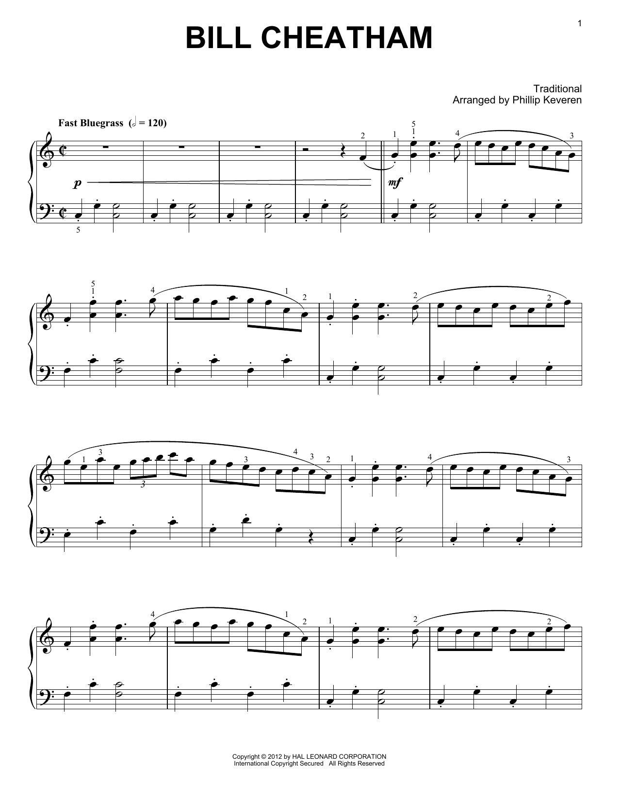 Learn to play Phillip Keveren Bill Cheatham sheet music for Piano Solo in minutes. Price: 6.9900$ Phillip Keveren Bill Cheatham sheet music notes and chords arranged for Piano Solo