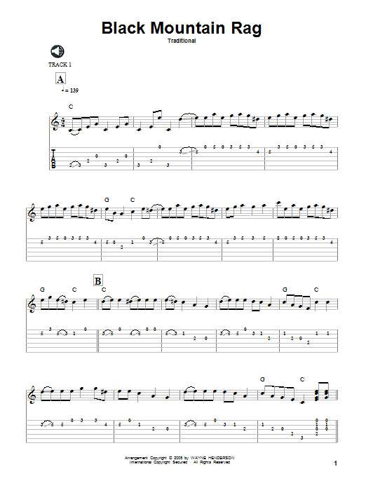 Traditional Black Mountain Rag sheet music notes and chords. Download Printable PDF.