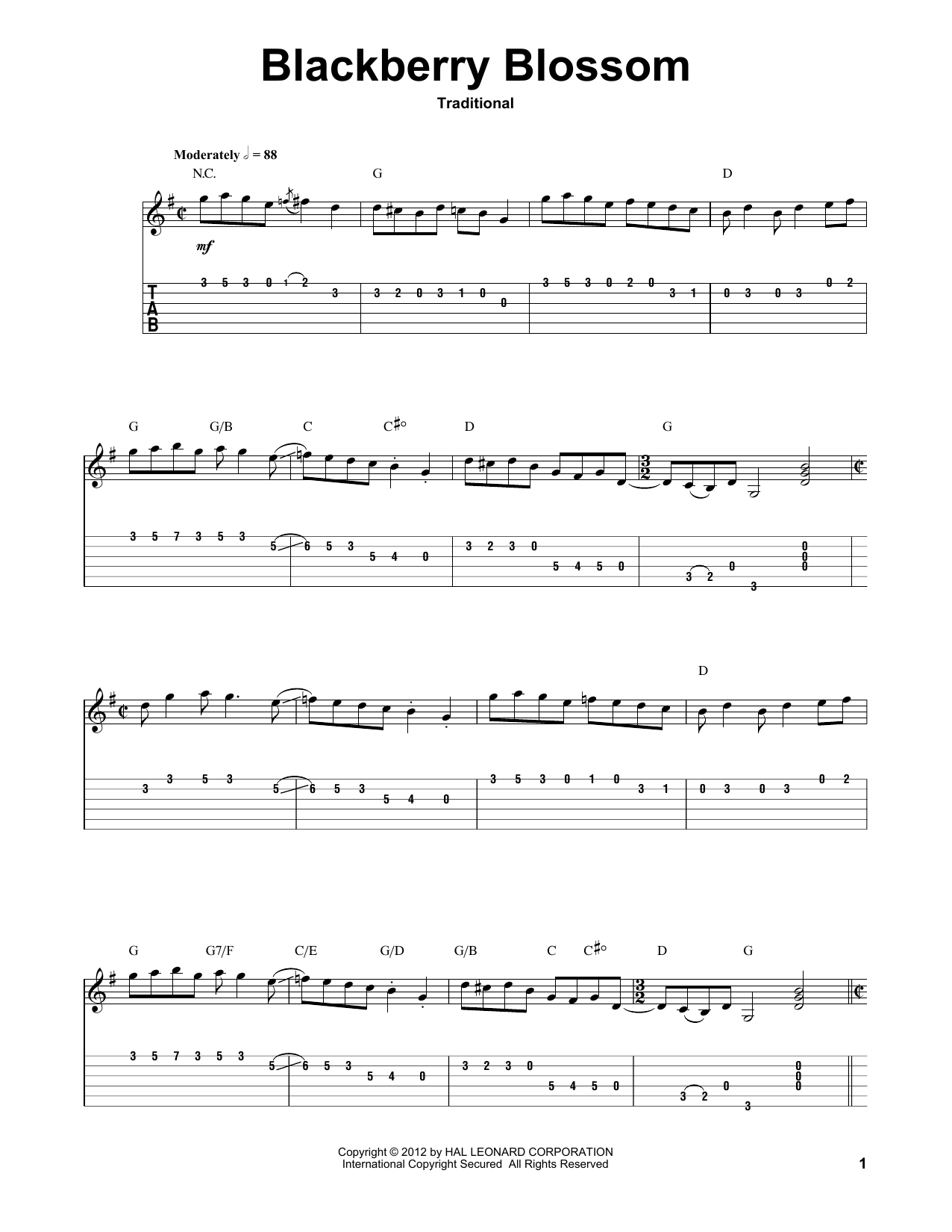 Traditional Blackberry Blossom sheet music notes and chords. Download Printable PDF.