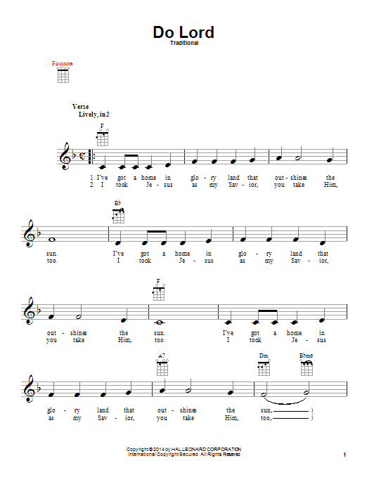 Traditional Do Lord sheet music notes and chords. Download Printable PDF.