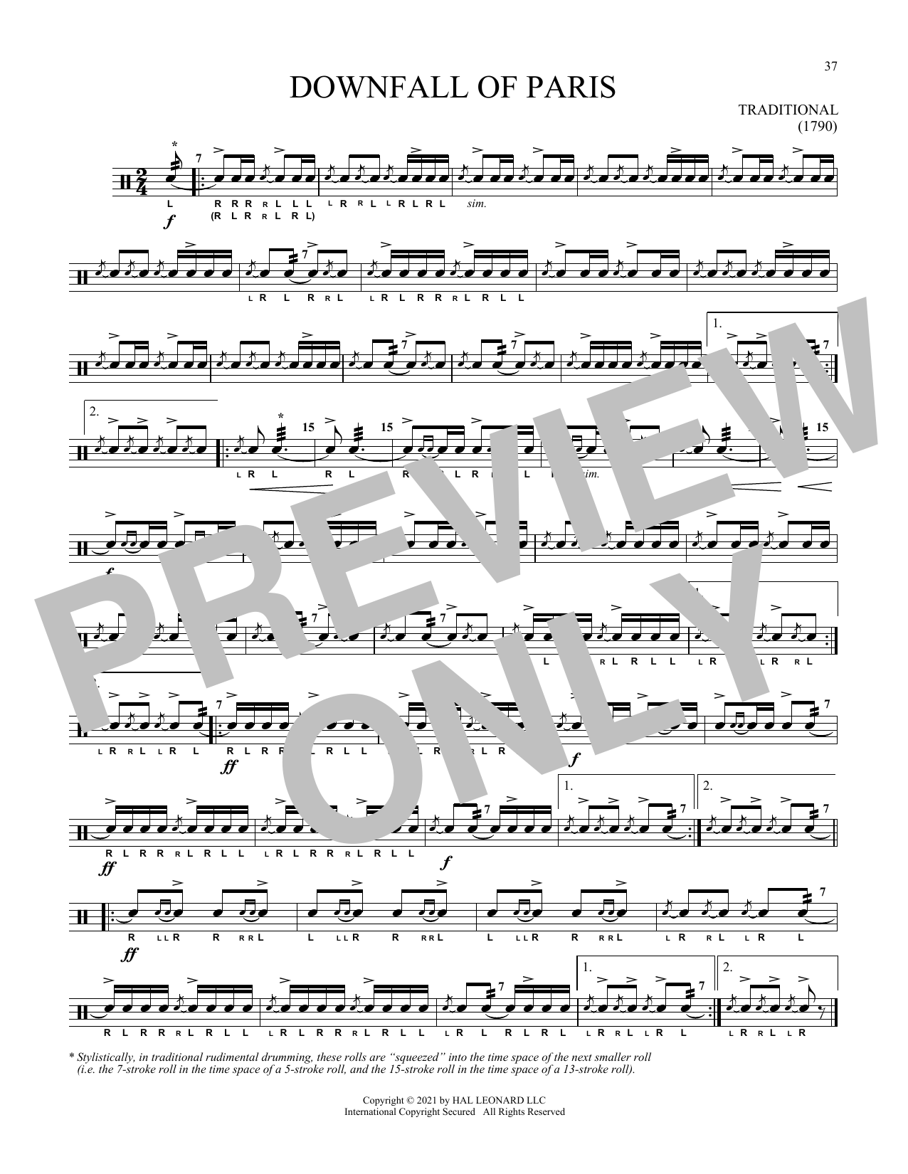 Traditional Downfall Of Paris sheet music notes and chords. Download Printable PDF.