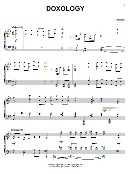 Traditional Doxology sheet music notes and chords. Download Printable PDF.