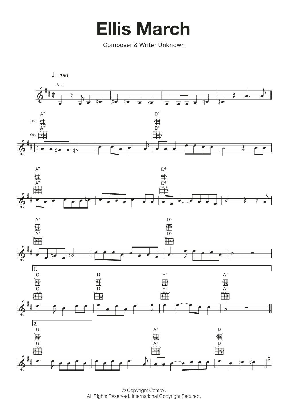 Traditional Ellis March sheet music notes and chords. Download Printable PDF.