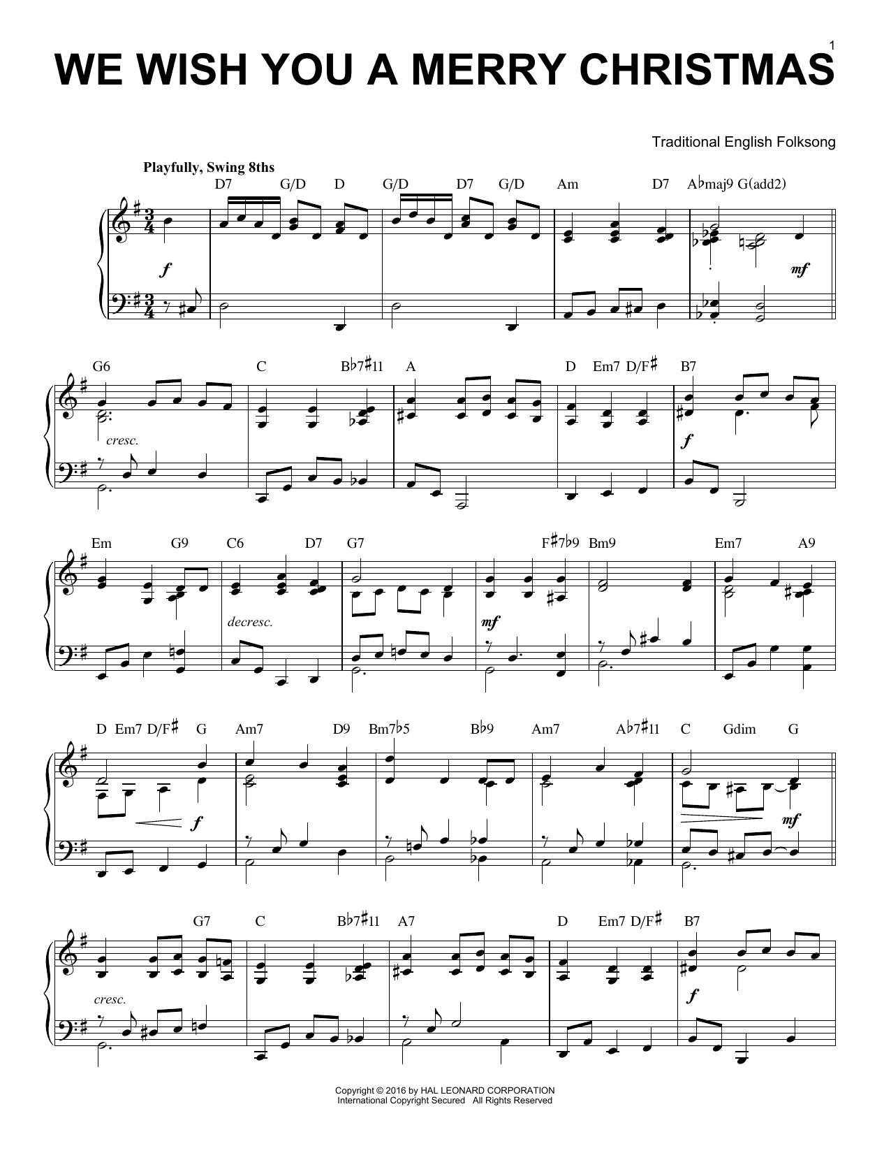 We Wish You A Merry Christmas Jazz Version Arr Brent Edstrom Sheet Music By Traditional 