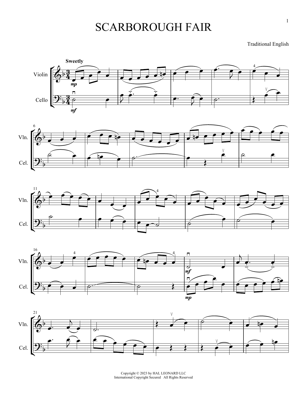 Traditional English Scarborough Fair (arr. Michelle Hynson) sheet music notes and chords. Download Printable PDF.