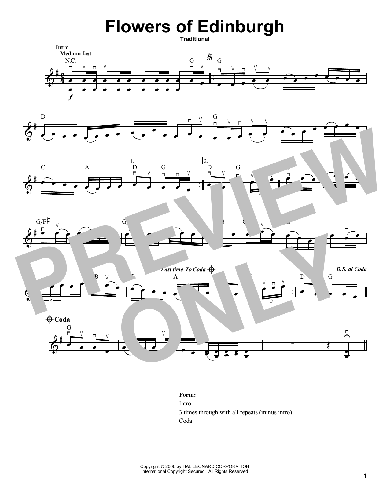 Traditional Flowers Of Edinburgh sheet music notes and chords. Download Printable PDF.