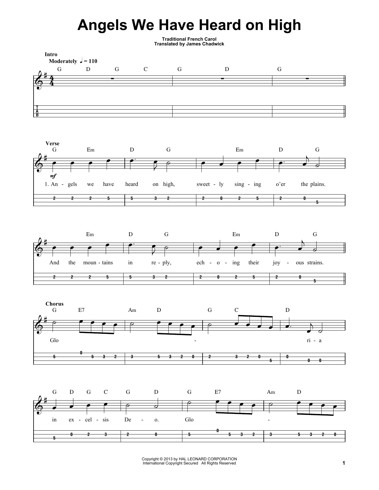 Christmas Carol Angels We Have Heard On High sheet music notes and chords. Download Printable PDF.