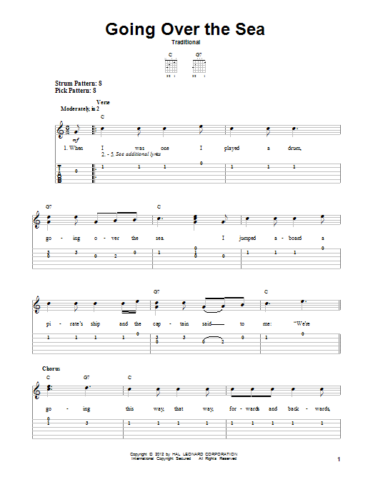 Learn to play Traditional Going Over The Sea sheet music for Easy Guitar Tab in minutes. Traditional Going Over The Sea sheet music notes and chords. Download Printable PDF.