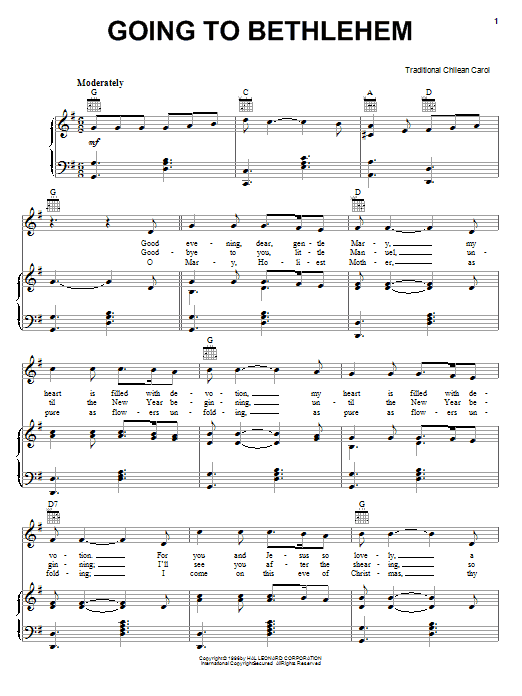 Traditional Carol Going To Bethlehem sheet music notes and chords. Download Printable PDF.