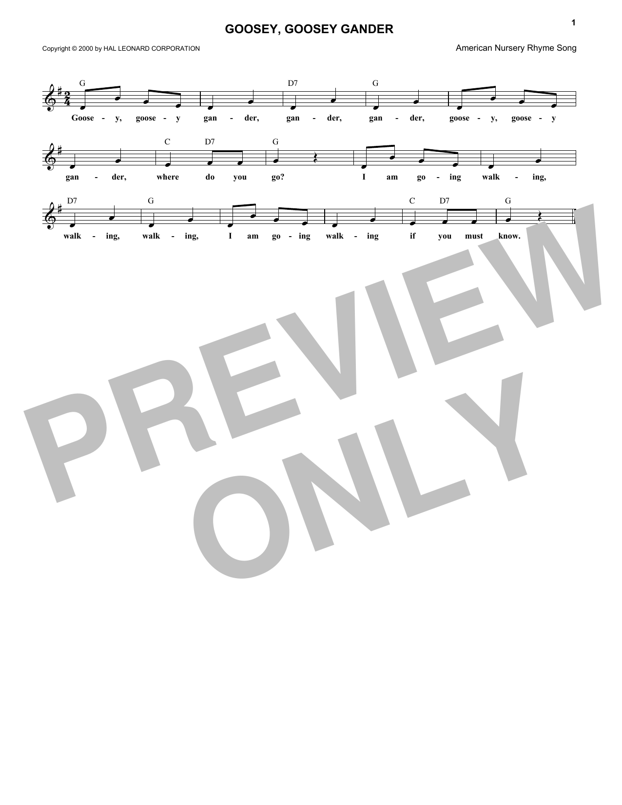 Learn to play Traditional Goosey, Goosey Gander sheet music for Lead Sheet / Fake Book in minutes. Price: 5.9900$ Traditional Goosey, Goosey Gander sheet music notes and chords arranged for Lead Sheet / Fake Book