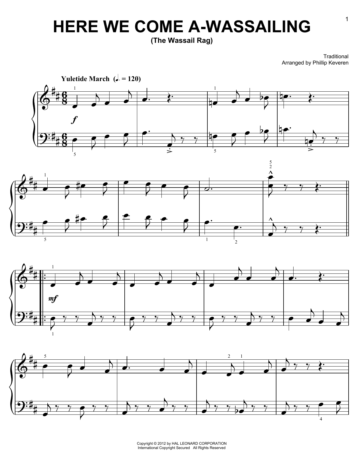 Traditional "Here We Come A-Wassailing [Ragtime version] (arr. Phillip ...