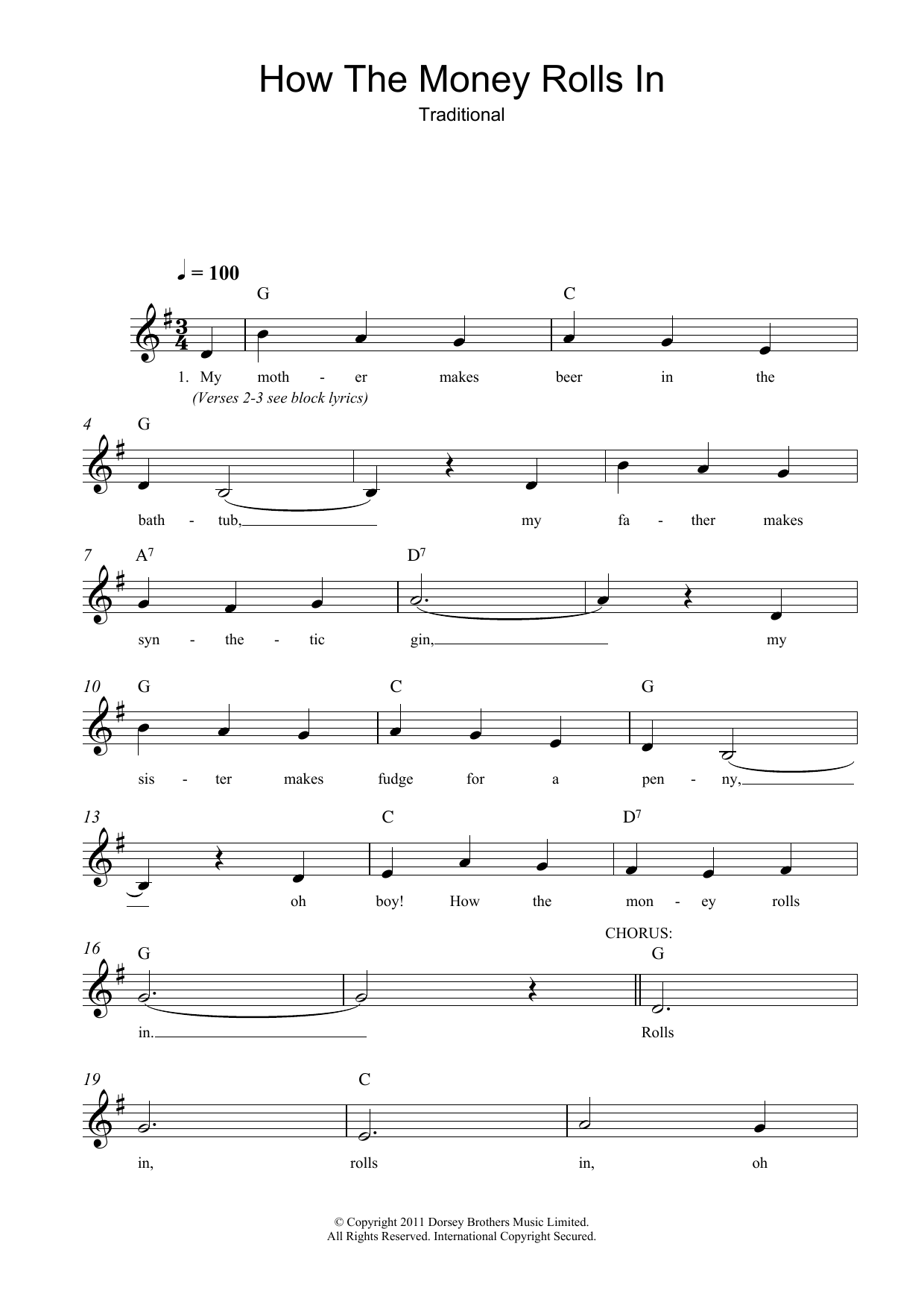 Learn to play Traditional How The Money Rolls In sheet music for Lead Sheet / Fake Book in minutes. Price: 5.9900$ Traditional How The Money Rolls In sheet music notes and chords arranged for Lead Sheet / Fake Book