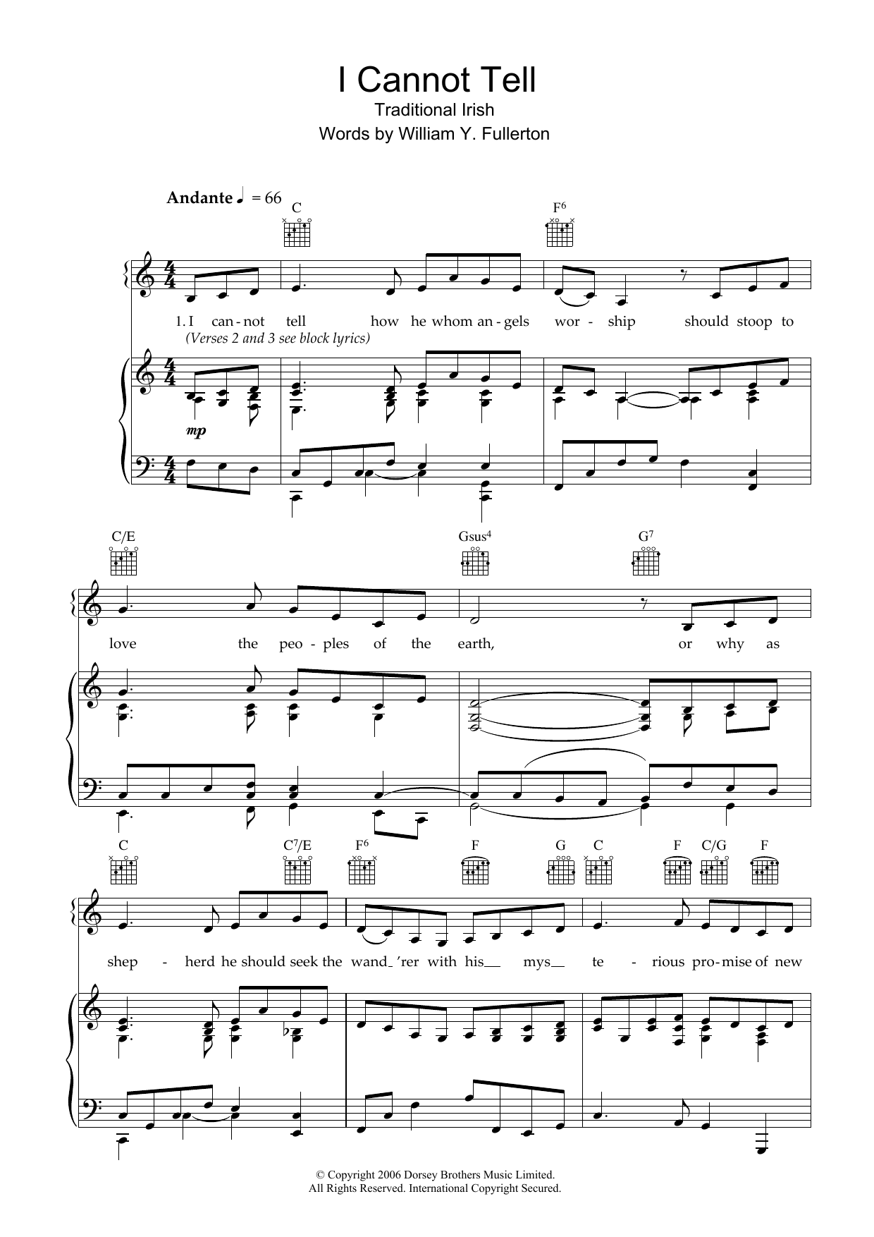 Traditional I Cannot Tell sheet music notes and chords. Download Printable PDF.