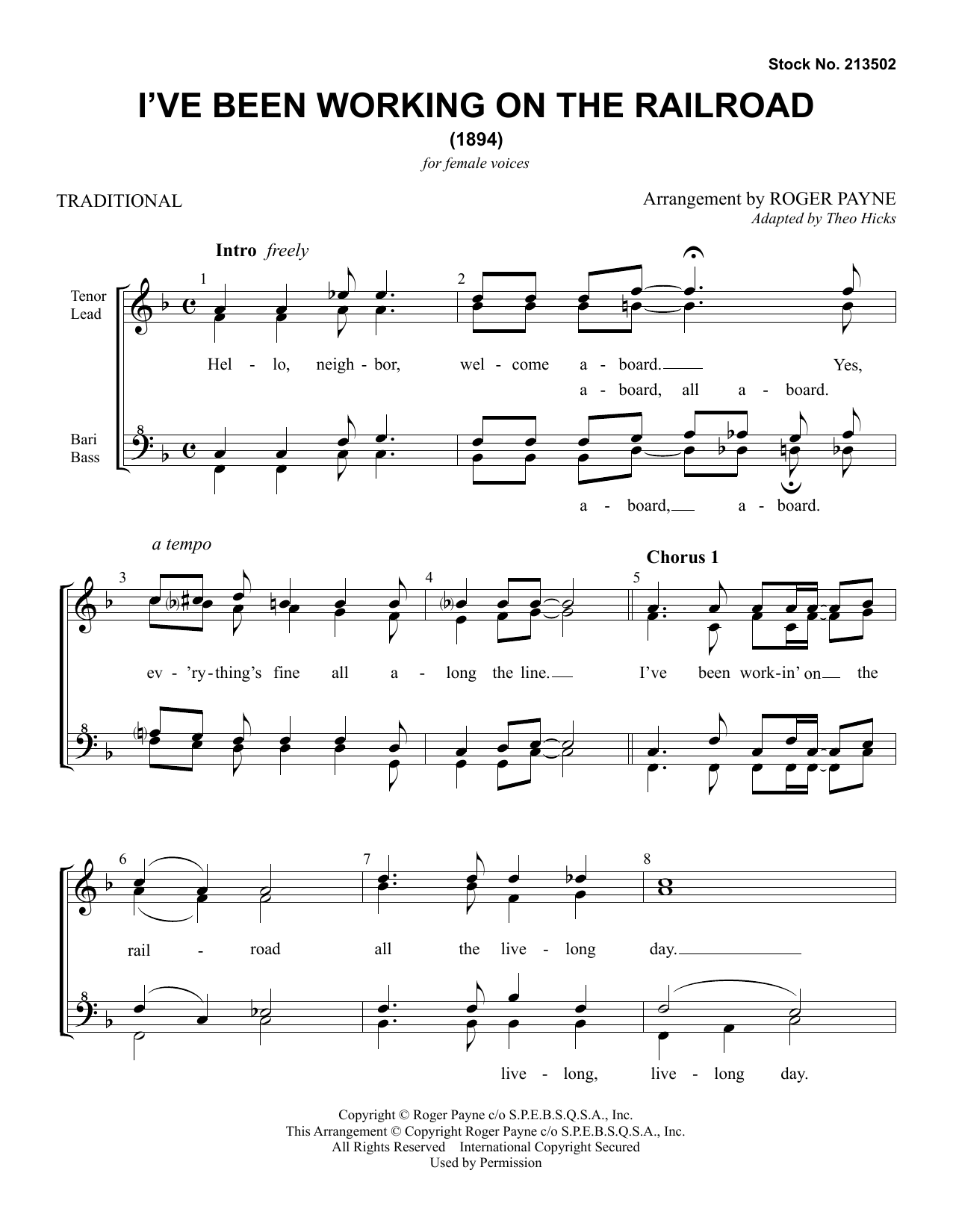 Traditional I Ve Been Working On The Railroad Arr Roger Payne Sheet Music Pdf Notes Chords