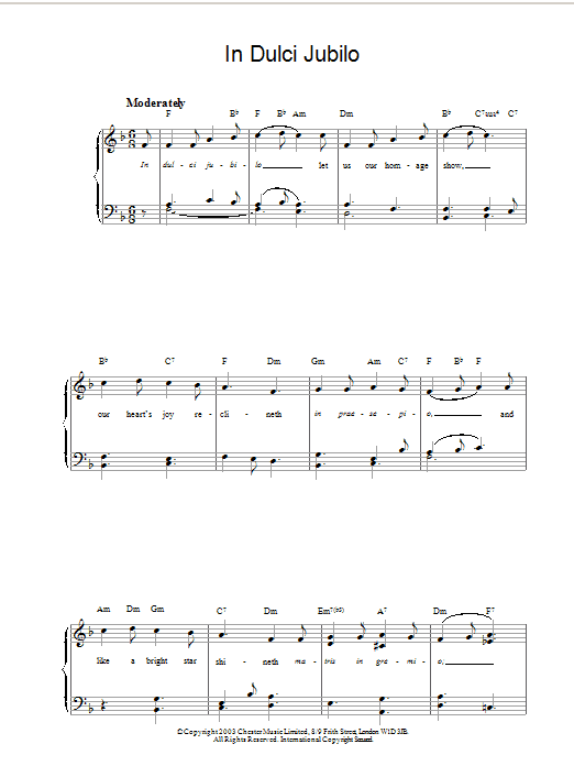 Christmas Carol In Dulci Jubilo sheet music notes and chords. Download Printable PDF.