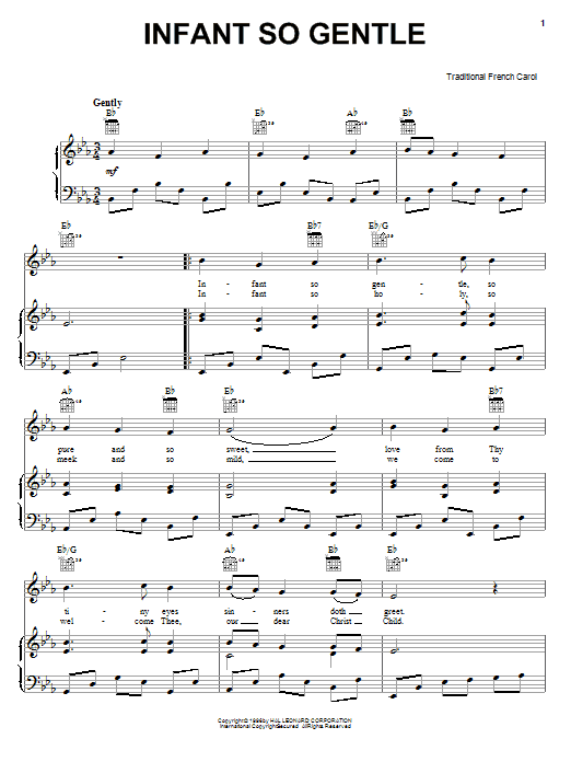 Traditional Infant So Gentle sheet music notes and chords. Download Printable PDF.