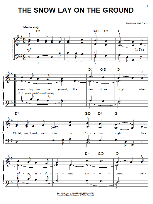 Traditional Carol The Snow Lay On The Ground sheet music notes and chords. Download Printable PDF.