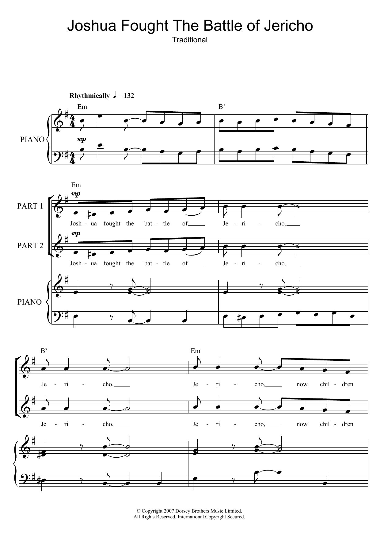 Learn to play Traditional Joshua Fit De Battle Of Jericho sheet music for 2-Part Choir in minutes. Traditional Joshua Fit De Battle Of Jericho sheet music notes and chords. Download Printable PDF.