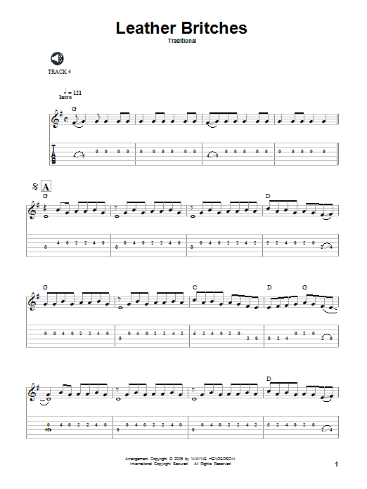 Learn to play Traditional Leather Britches sheet music for Guitar Tab in minutes. Traditional Leather Britches sheet music notes and chords. Download Printable PDF.
