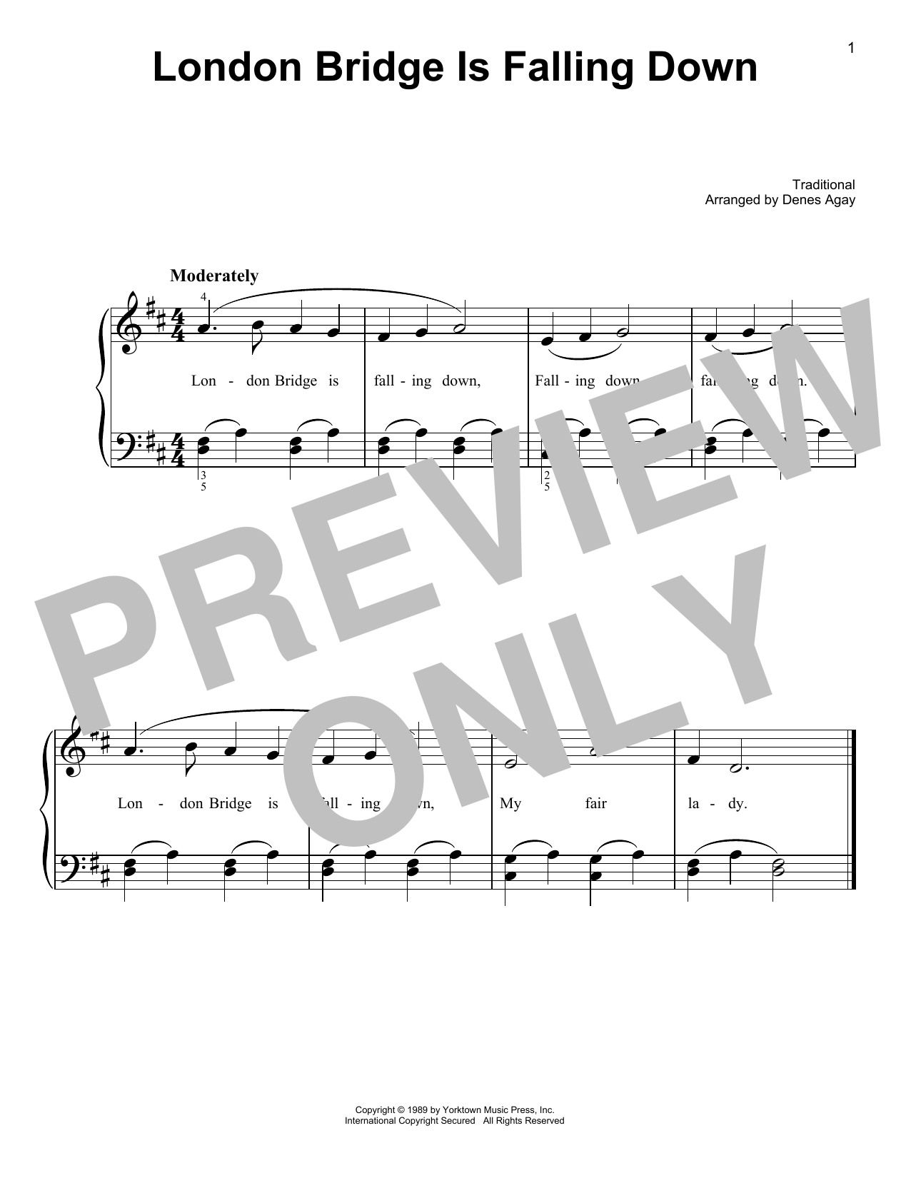 Learn to play Traditional London Bridge (arr. Denes Agay) sheet music for Easy Piano in minutes. Price: 6.9900$ Traditional London Bridge (arr. Denes Agay) sheet music notes and chords arranged for Easy Piano