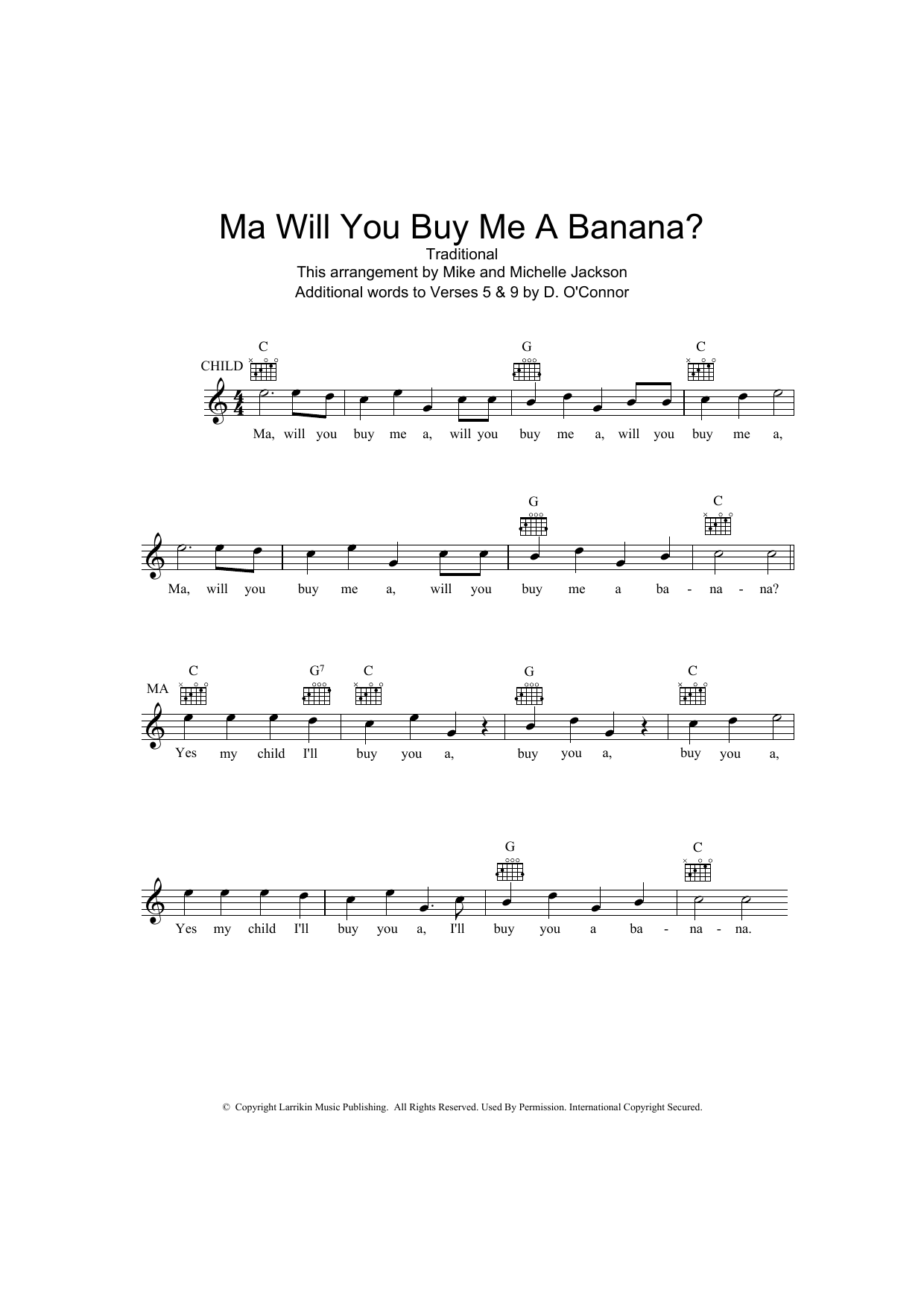 Learn to play Traditional Ma Will You Buy Me A Banana? sheet music for Lead Sheet / Fake Book in minutes. Price: 5.9900$ Traditional Ma Will You Buy Me A Banana? sheet music notes and chords arranged for Lead Sheet / Fake Book