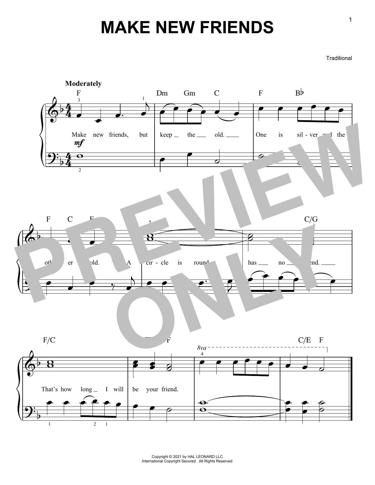 Traditional Make New Friends sheet music notes and chords. Download Printable PDF.