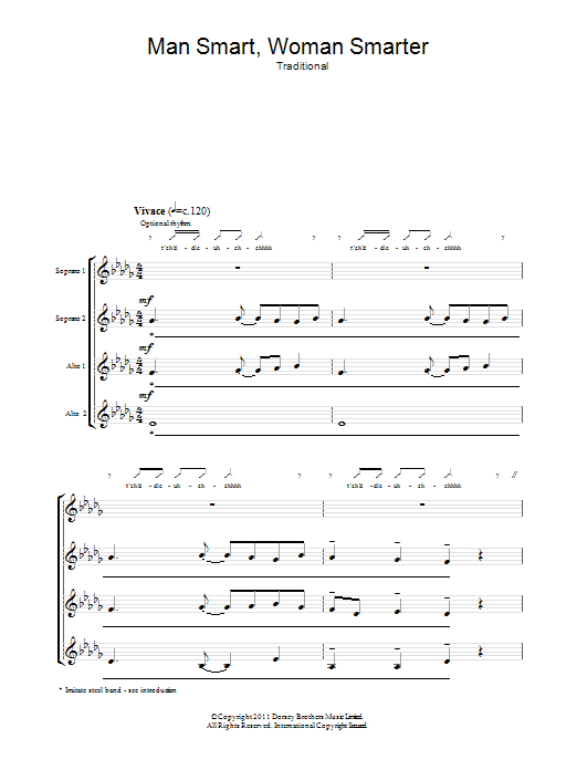 Traditional Man Smart, Woman Smarter sheet music notes and chords. Download Printable PDF.