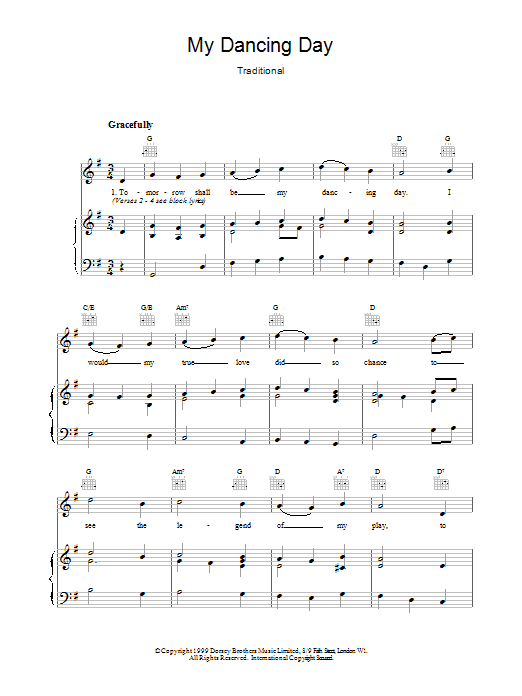 Christmas Carol My Dancing Day sheet music notes and chords - Download Printable PDF and start playing in minutes.