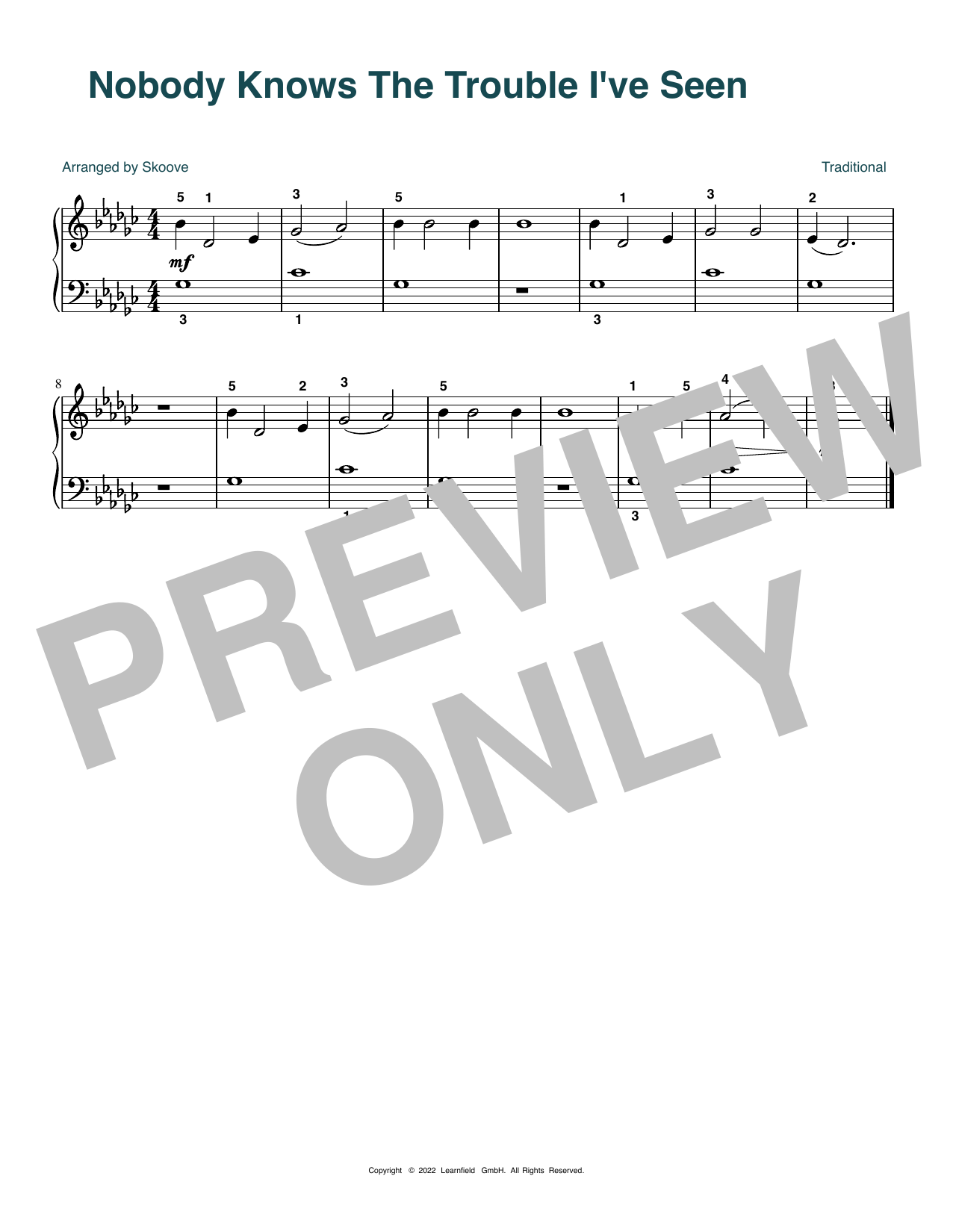 Learn to play Traditional Nobody Knows The Trouble I've Seen (arr. Skoove) sheet music for Beginner Piano (Abridged) in minutes. Price: 5.9900$ Traditional Nobody Knows The Trouble I've Seen (arr. Skoove) sheet music notes and chords arranged for Beginner Piano (Abridged)