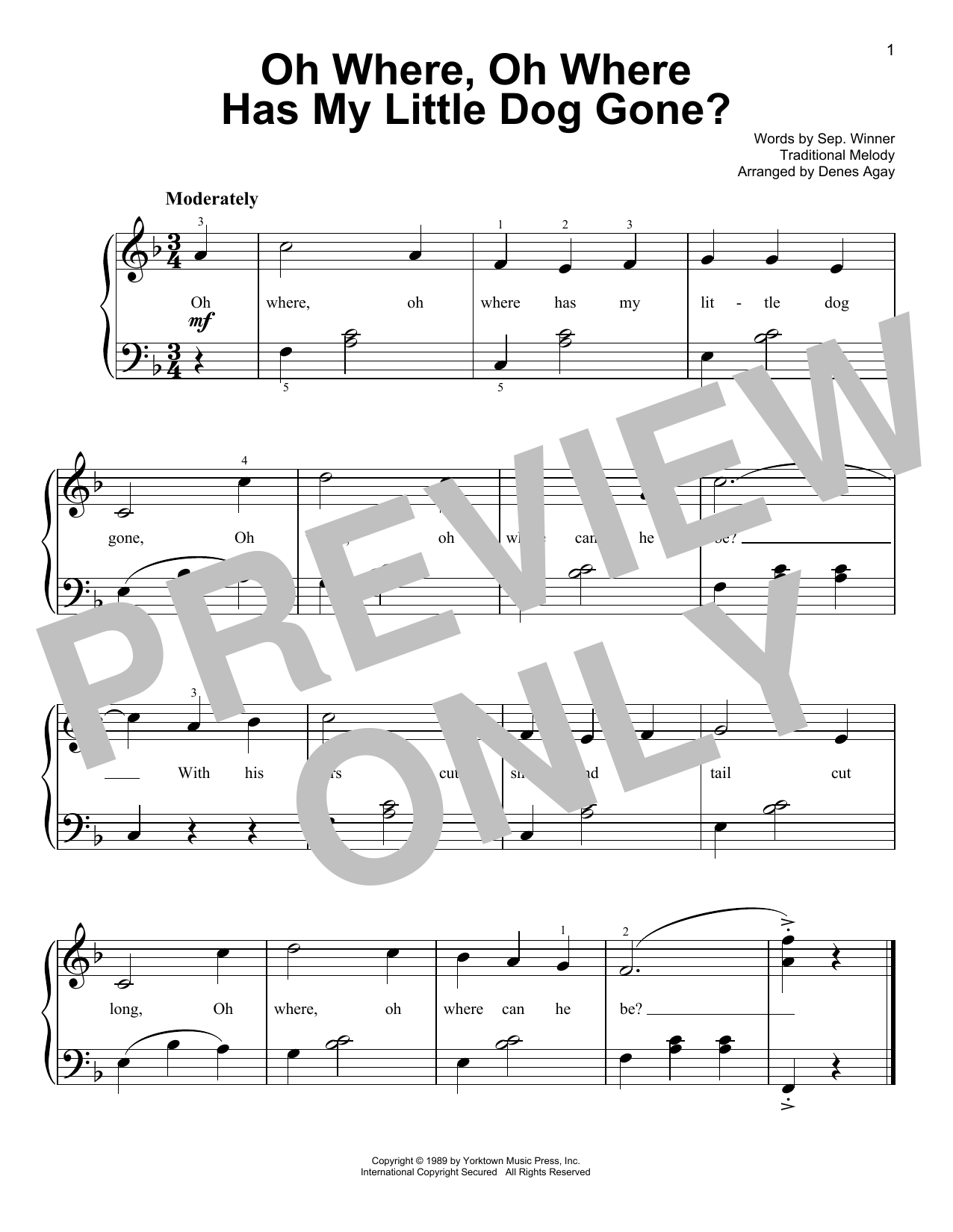 Learn to play Traditional Oh Where, Oh Where Has My Little Dog Gone (arr. Denes Agay) sheet music for Easy Piano in minutes. Price: 6.9900$ Traditional Oh Where, Oh Where Has My Little Dog Gone (arr. Denes Agay) sheet music notes and chords arranged for Easy Piano
