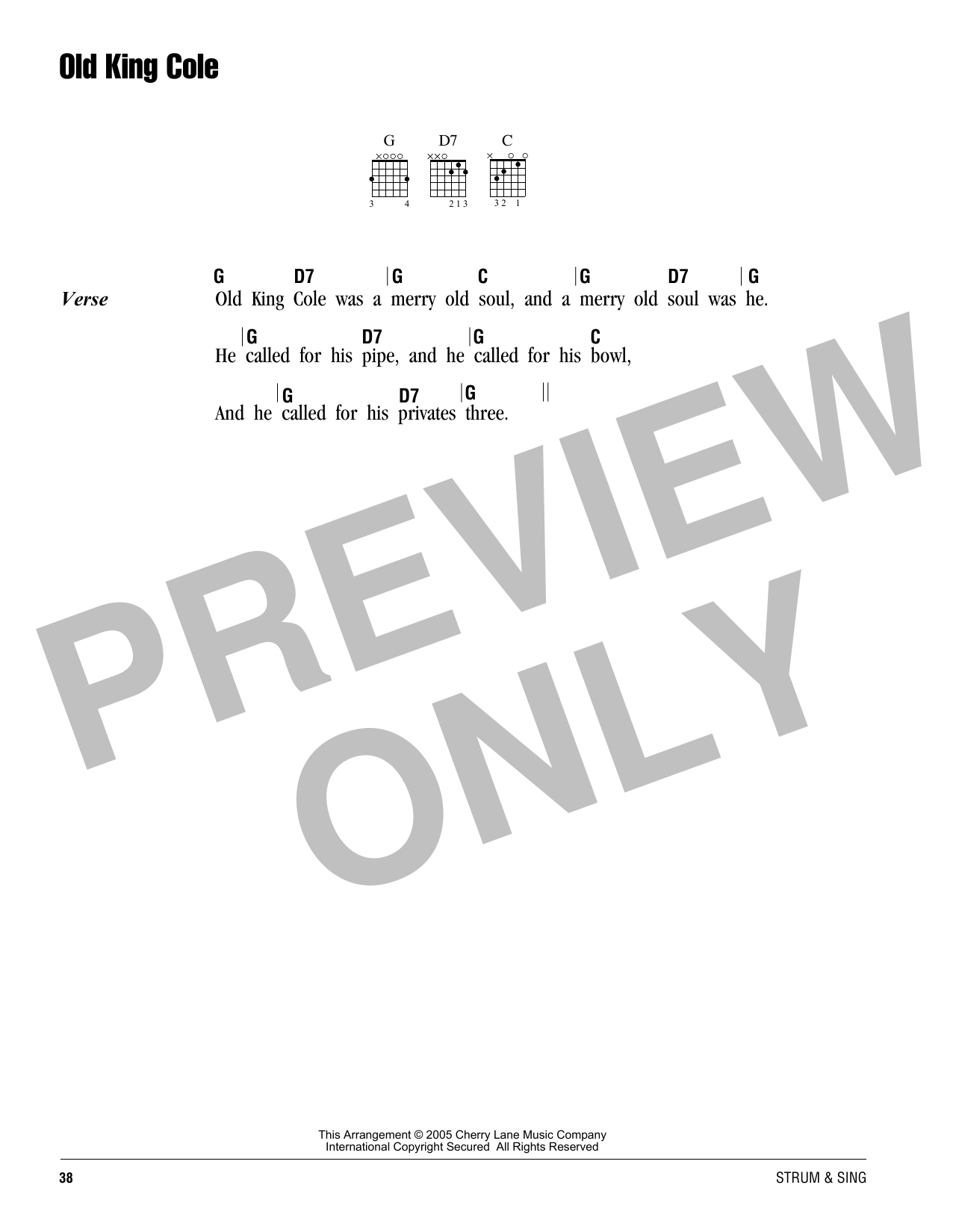 Traditional Old King Cole sheet music notes and chords. Download Printable PDF.